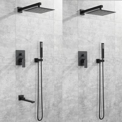 China Without Slide Bar Yida Bathroom Minimalist Black Showers Faucet System Adjusts Wall Mounted Gold And Matte Black Rain Shower Set for sale