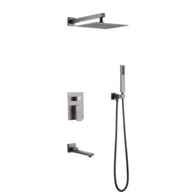 China Without Slide Bar Yida Bathroom Rainfall Showers Mixer Tap Set Gunmetal Black Gunmetal In Wall Hot And Cold Rain Shower Faucets System for sale