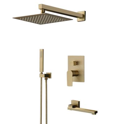 China Without slide bar gold wall mounted yida bathroom shower set rain showers faucets system for sale