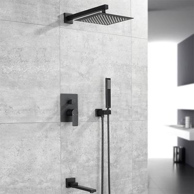 China Without Slide Bar Yida Bathroom In The Rain Shower System Matte Wall Mounted Black Concealed Mixer Tap Set for sale