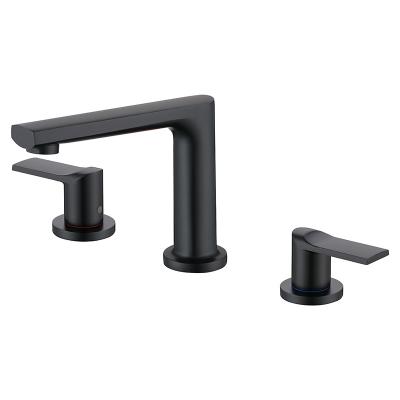 China Modern Bathroom Sink Mixer Taps Two Handle Yida Faucets Dual Handle Black Metered 3 Hole Basin Faucet for sale