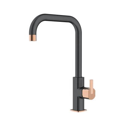 China New Design Modern Black And Gold Hot Cold Water Modern Kitchen Faucet Taps For Sink for sale