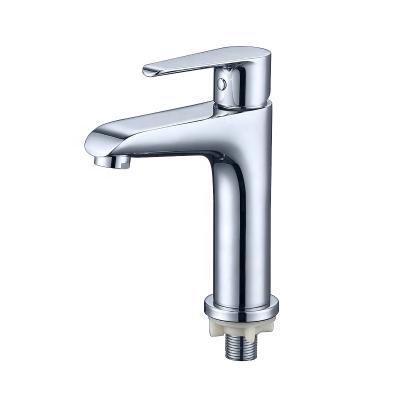 China New Design Metered Faucets Deck Mounted Bathroom Basin Mixer Single Hole Hot Cold Water Basin Faucet for sale