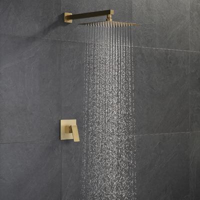 China Without Fit Slide Bar Yida Bathroom Rainfall Faucet System Gold Mixer Bath And Shower Mixers Set Wall Mounted Gold Rain Shower Faucets for sale