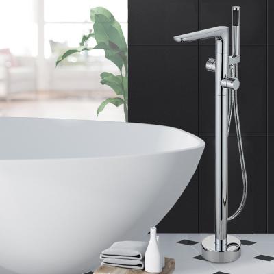 China With slide bar new Kaiping yida fashion style 304 stainless steel free standing brushed hot and cold bathtub mixer tap with hand held for sale