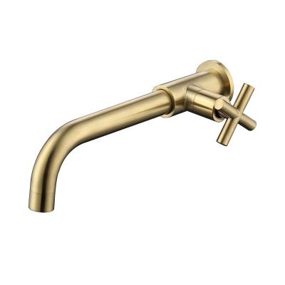 China Mid Century New Design Wall Mounted Cold Water Faucet Brushed Gold Basin Faucets Mixer Tap for sale