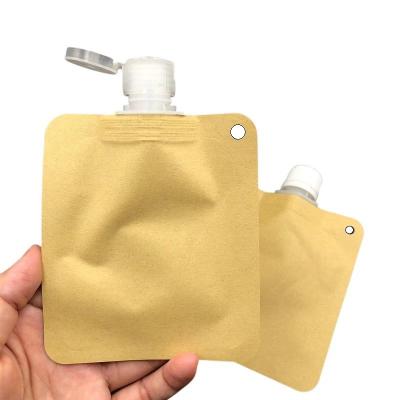 China Recyclable Biodegradable Kraft Paper Pouch For Food Spout Bag 30ml Spout Kraft Pouch for sale