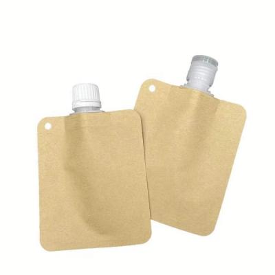 China Recyclable Brown Spout Bag Spout Pouch Biodegradable Packaging Paper Bag Biodegradable Recyclable Brown Spout Pouches for sale