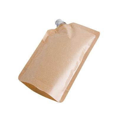 China 250ml Spout Biodegradable Kraft Pouch Packaging Paper Bag Recyclable Brown Spout Bag for sale