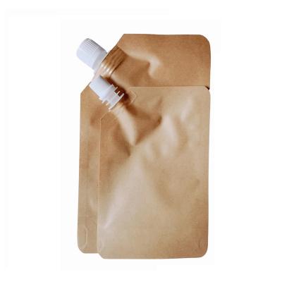 China 250ml 500ml Recyclable Kraft Paper Spout Spout Pouch Biodegradable Paper Bag Recyclable Brown Bag for sale