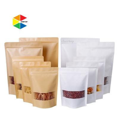 China Recyclable Kraft Paper Bags White Food Gravure Screen Printing Recyclable Zipper Top Accept Customize CHERTOP CN; GUA for sale