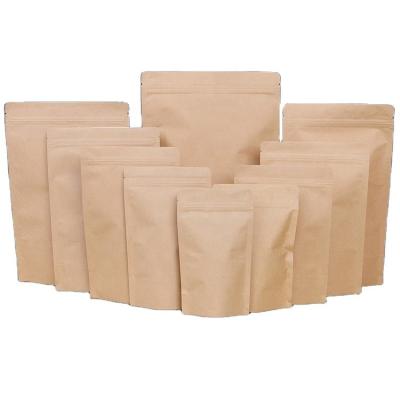 China Recyclable custom printing kraft paper doypack pouch with zipper biodegradable paper pouch eco-friendly kraft paper bag for sale