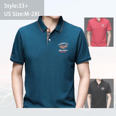 China Anti-Wrinkle Business Solid Color Men's Single Button Polo Shirts 95 Button Cotton 5 Short Sleeve Polo Shirt Breathable Casual Slim Golf Shirt for sale