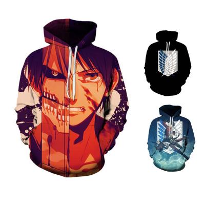 China Anti-Wrinkle 27 Styles Support Model Custom Hot-selling Attack On Titan Anime Hoodie Unisex Casual Loose Pullover Clothes Men Women for sale