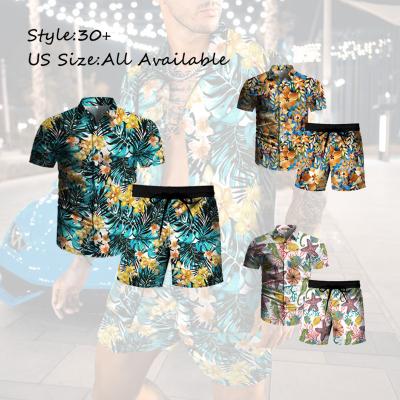 China QUICK DRY Best Selling Custom Logo MEN'S Sets Two Piece Short Sleeve Shirt Beach Hawaiian Short Sleeve Set for sale