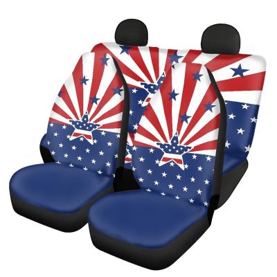 China Custom Luxury Custom Printing Car Seat Cover Full Set America Flag Pattern Design Universal 5PCS Car Seat Cover Set Waterproof Car Seat Cover for sale