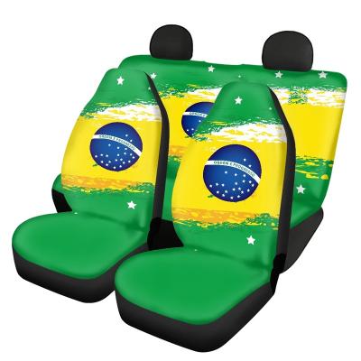 China Low Price 5 PCS Car Seat Covers Luxury Printing Polyester Country Flag Print Designer Brazil Country Flag Printing Car Seat Cover Custom Made Universal for sale