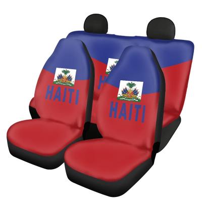 China Custom Made On Demand Print Car Seat Cover Set Haiti Country Flag Pattern Print Polyester Car Seat Cover 5PCS Set Seat Cover For Chair Luxury Car for sale