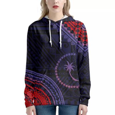 China Polynesian Samoan Tribal Islands CHUUK Casual Hoodie On Demand Anti-Wrinkle Printing Print Sweatshirts Women Hooded Pullover Long Sleeve Hoodies for sale