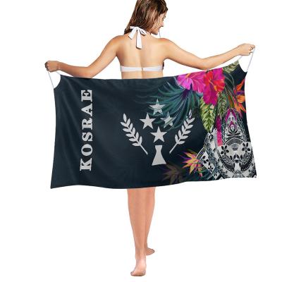 China Sublimation Print Sustainable Women Beach Sarongs Kosrae Polynesian Tribal Islands Floral Printed Beach Wear Sarongs Cover Ups Wrap Lady Sarong for sale