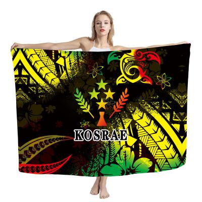 China Custom Plus Size Print Bikini Cover Up Sarongs Kosrae Polynesian Tribal Islands Kosrae Polynesian Tribal Islands Summer Beach Sunscreen Floral Printed Sarongs for sale