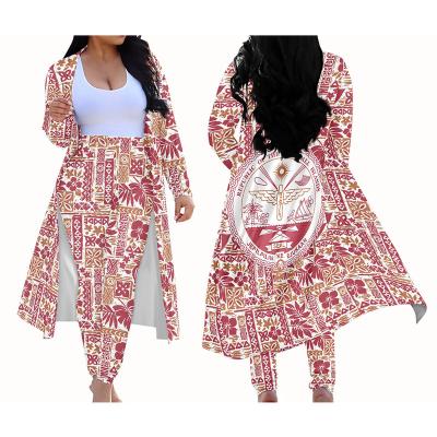 China Viable Personality Printed Ladies Leggings Sets Stylish Custom Tights Marshall Islands Print Cardigans Polynesian Tribal Samoan Suits for sale