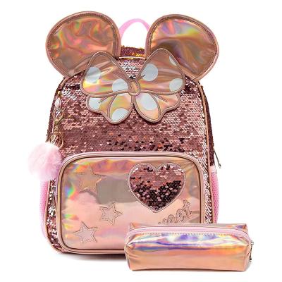 China Anti-theft Children's Sequins Fashion Kids Cartoon Mouse Bowknot Mini Schoolbag For Girl Backpack for sale