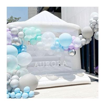 China 6 months-5years White Bounce House with roof Wedding Inflatable Bouncer white bounce house covered roof top wedding tent balloon bouncy castle for sale