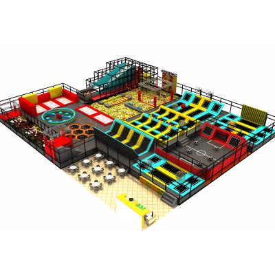 China Indoor soft playground equipment Family Jumping New Commercial big slide Air Kids trampoline park with playground for sale