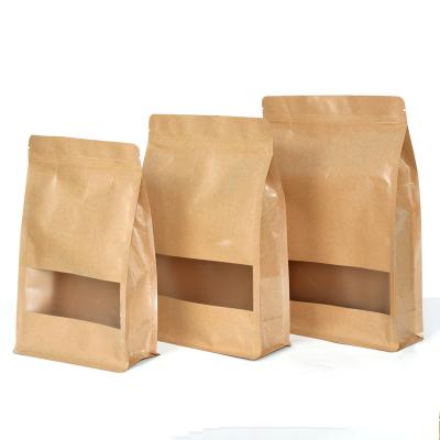 China Wholesale Recyclable Reuse Block Kraft Paper Bottom Packaging Bag , Food Packaging for sale