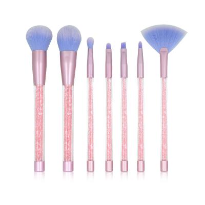 China Angular Blush New Crystal Liquid Quicksand 7pcs Shiny Makeup Set Brush Private Kids With Glitter Bag Makeup Brush for sale