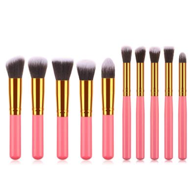 China Mini Small Hot Selling 10 Pieces Black Cute Makeup Brush Eyebrow Face Brush Makeup Brush Makeup Tube Gold Handle for sale