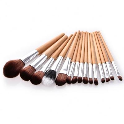 China Angular Blush 15 PCS Hot Selling Professional Bamboo Base Brush Eyeshadow Brush Makeup Set Brush for sale