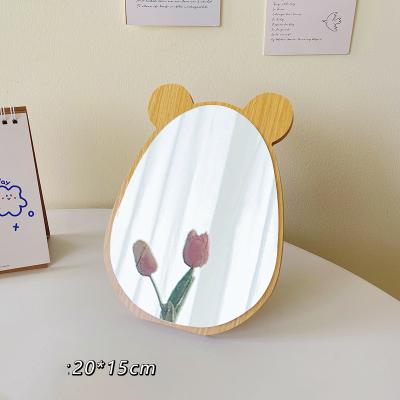 China Yue 2021 Wholesale Wooden Single Side Desktop Mirror High Quality Customized Lady's Makeup Mirror Gift Makeup Mirror for sale