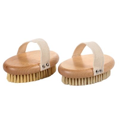 China 2021 Wholesale All Natural Yue Sisal Stiffen Bath Brush Beech Wood Skin Cellulite Body Brush High Quality Eco-Friendly for sale