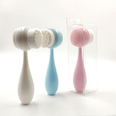 China Professional Portable 2 in 1 Part Facial Cleansing Lady Beauty Skin Care Silicone Brush Face Eye Beauty Makeup Acne Treatment for sale