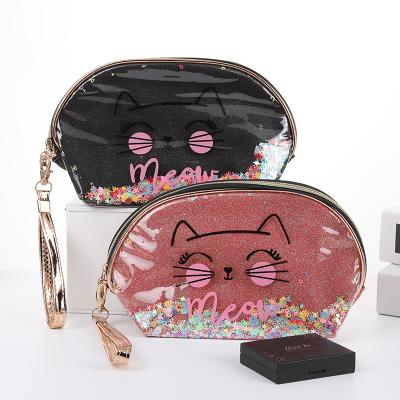 China Fashion Yue Quicksand Glitter Cosmetic Bag High Quality Zippered Colorful Makeup Storage Travel Cosmetic Bag Pencil Bag for sale