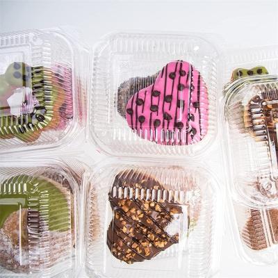 China Recycled Materials Clear Plastic Square Hinged Food Container for sale