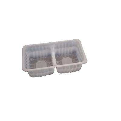 China Food Grade Two Compartments Color Disposable White Waffle Dough Plastic Tray for sale