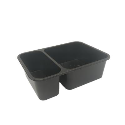 China 2 Compartment Eco - Friendly Black Color Plastic Disposable Food Tray for sale