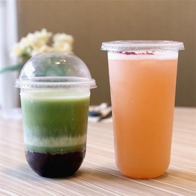 China 360ml 500ml 700ml Beverage Printed To Take Away Plastic Bubble Boba Milk Tea Cup With Lids for sale