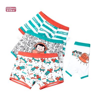 China Breathable 4pcs Soft and Breathable Boys' astronaut Boxer Briefs - Factory custom wholesale Comfortable Kids' Underwear for baby boys for sale