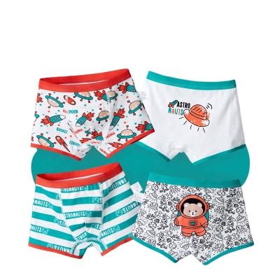 China Breathable Cool mile garment factory wholesale 4pcs Soft and Comfy Boxer Briefs for Toddler Boys Class A 100% cotton underwear for children for sale