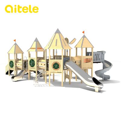 China Amusement Park Kids Slides Wooden Outdoor And Outdoor Plastic Playground For Kids for sale