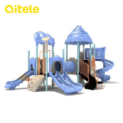 China galvanized pipe & Large LLDPE Kids Play Equipment Outdoor Adventure Playground Equipment With Plastic Slide for sale