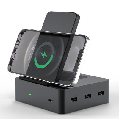 China Mobile Phone 6 in 1 Fast Wireless Phone Charging Station 15W Wireless Charging Station for iphone 12 pro max for sale