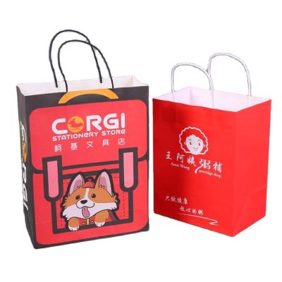 China Recyclable Kraft Paper Wrapping Gift Set Stationery Set Packaging Bag With Handles for sale