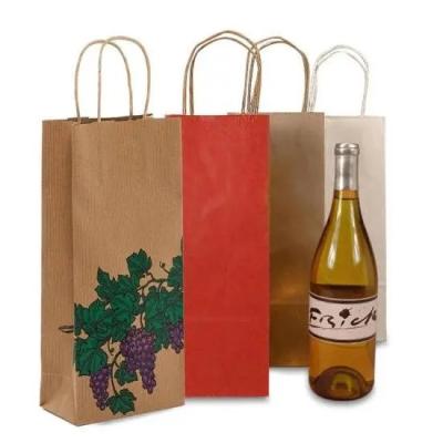 China Eco - Friendly Customized Recyclable Kraft Paper Bag Red Wine Bag for sale