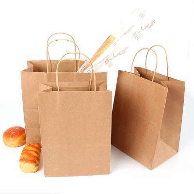 China Brown Recyclable High Quality Bread Kraft Paper Bag With Handles for sale