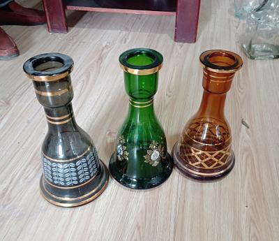 China Hot Selling Paiting Gold Shisha Hookah Glass Bottle for sale